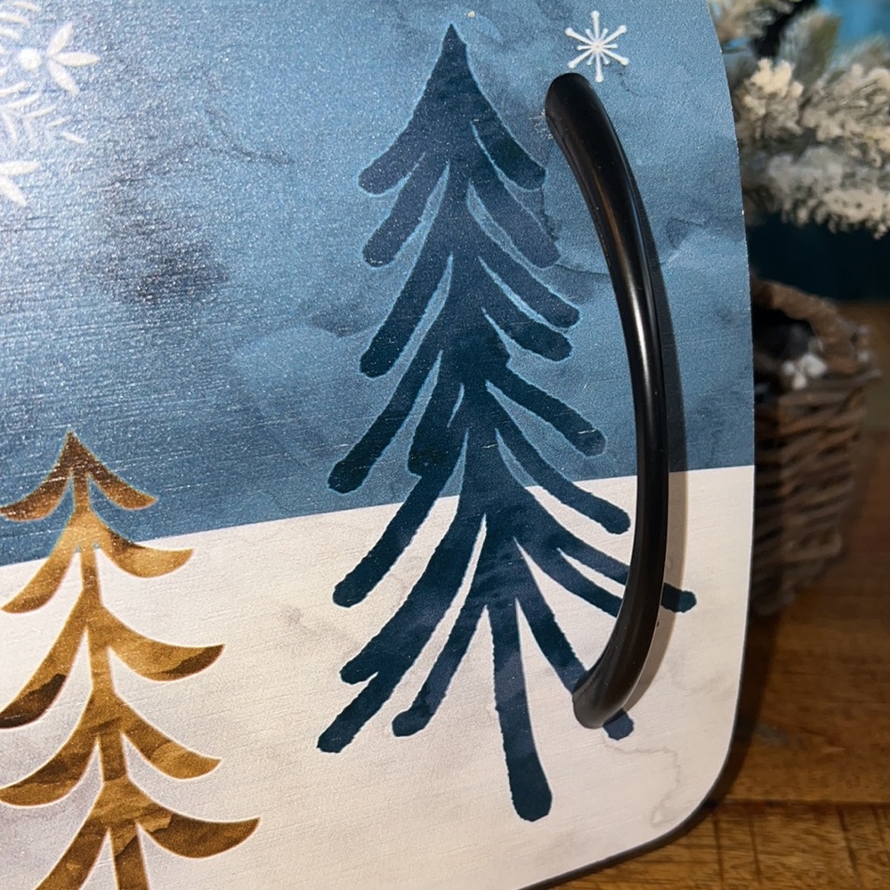 Bamboo winter trees serving board charcuterie platter with handles. NWT - Picture 4 of 5